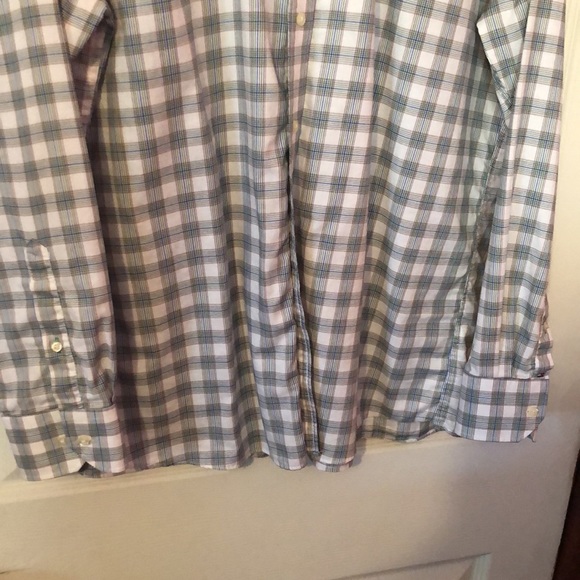 Tommy Hilfiger White Green Blue Purple Graph Plaid Dress Shirt Mens 17 34-35 - Picture 4 of 12